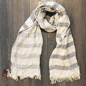 Superdry Jail Mate Lightweight Knit Scarf in Grey and White Stripes